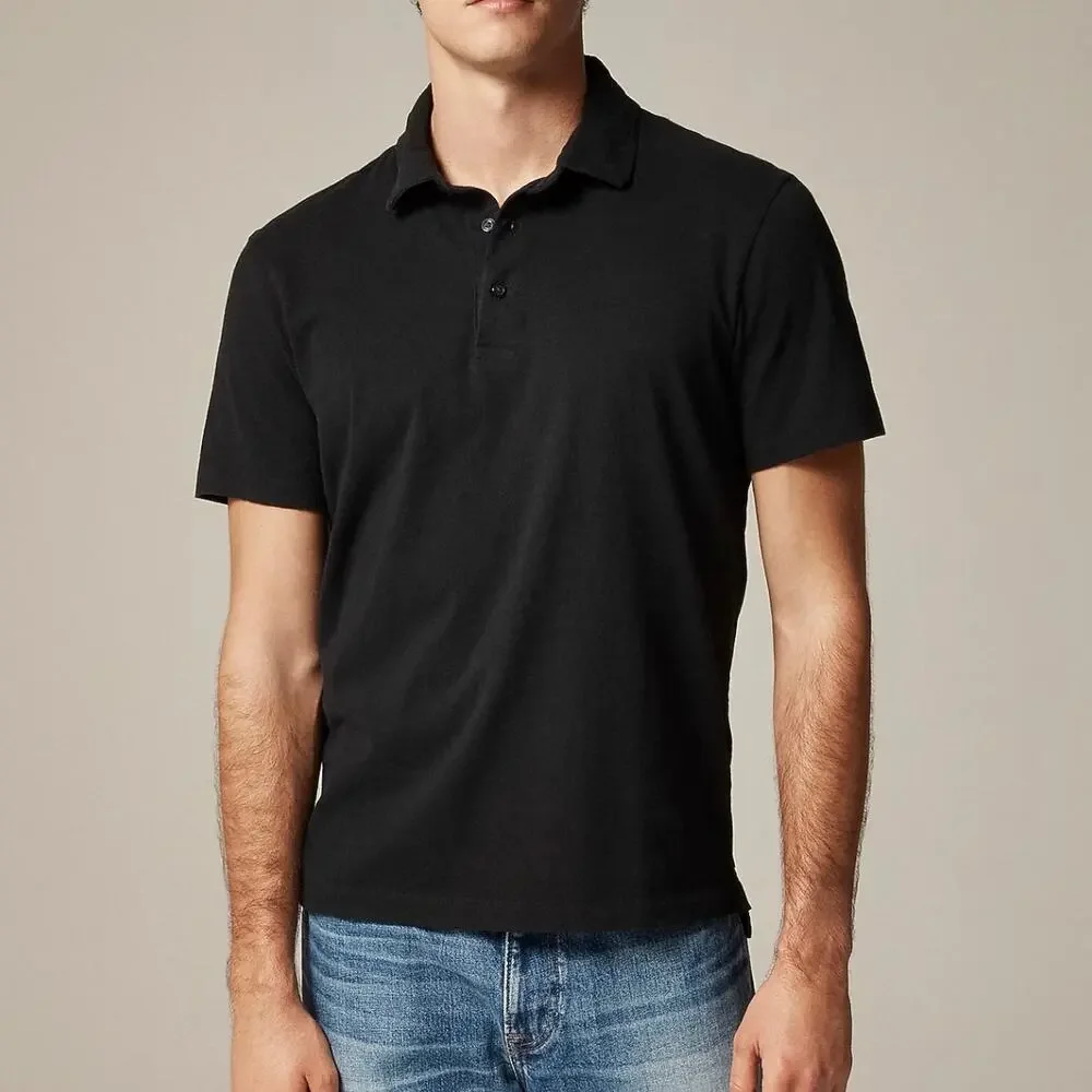 J.Crew Slim Sueded Cotton Polo Shirt Black Size XL NWT